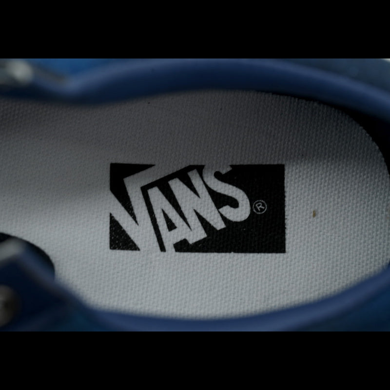 Satoshi Nakamoto x Vans Sneaker featuring a blue floral design and classic skate style.