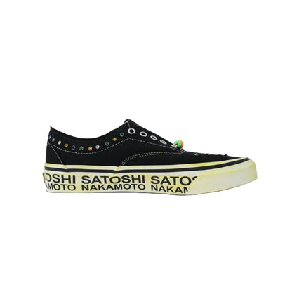 Satoshi Nakamoto x Vans sneaker bold modern skate design