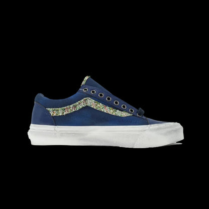 Satoshi Nakamoto x Vans Sneaker featuring a blue floral design and classic skate style.