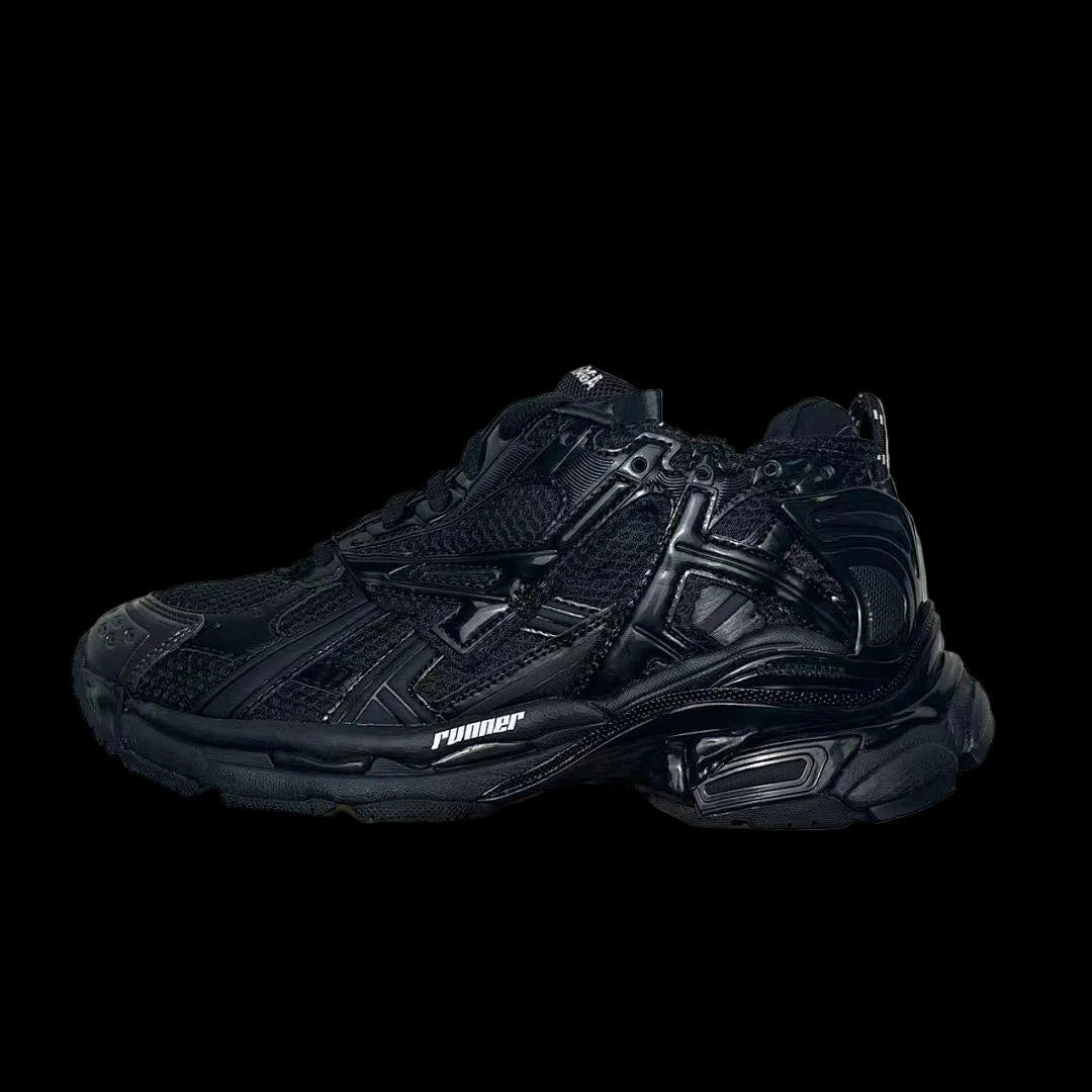 Balenciaga Runner Footwear in black, featuring a bold, modern design ideal for luxury sneaker enthusiasts.