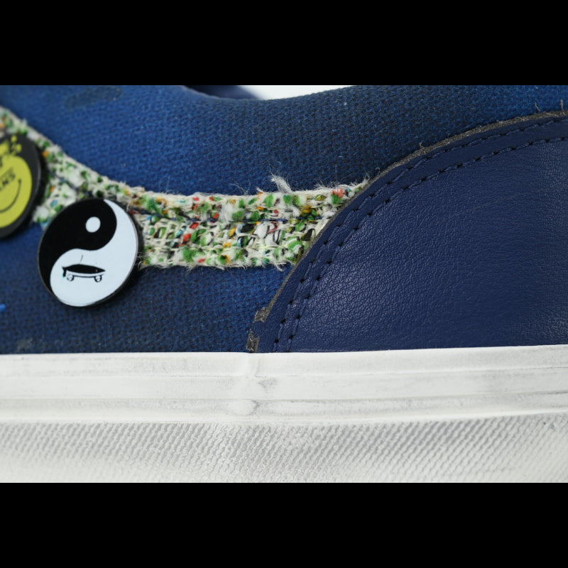 Satoshi Nakamoto x Vans Sneaker featuring a blue floral design and classic skate style.