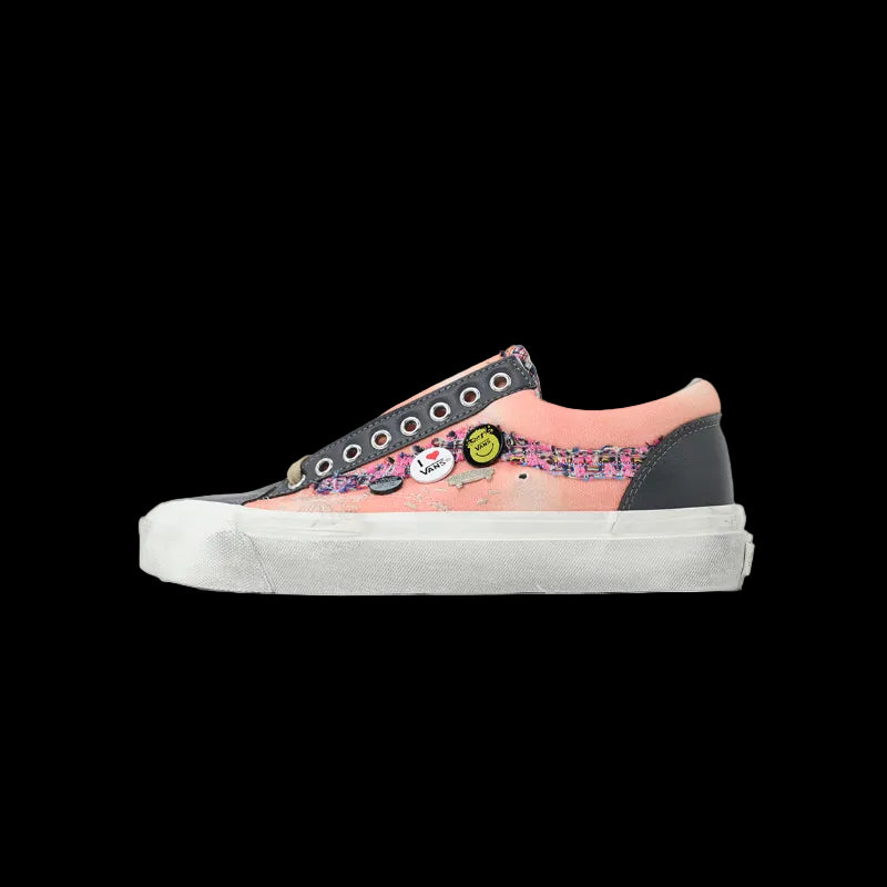 Sat0shi N4kam0to x V4ns33 Premium Limited Edition Sneakers in pink and navy design.