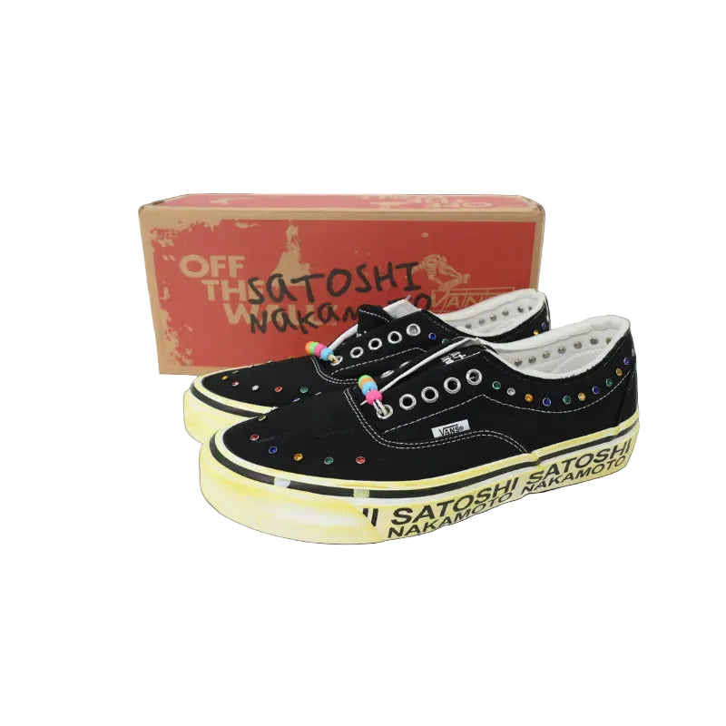 Satoshi Nakamoto x Vans sneaker bold modern skate design