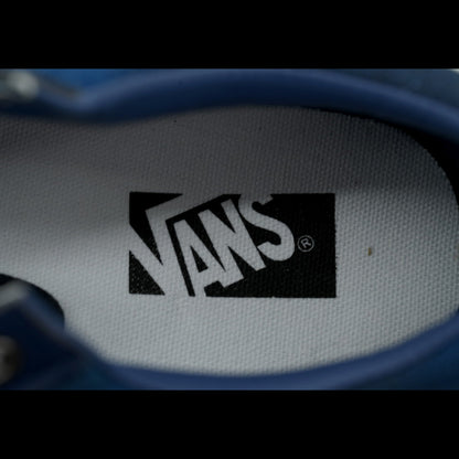 Satoshi Nakamoto x Vans Sneaker featuring a blue floral design and classic skate style.